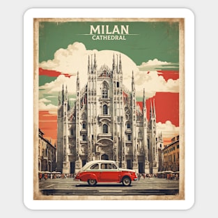 Duomo di Milano Italy Vintage Tourism Travel Poster Sticker